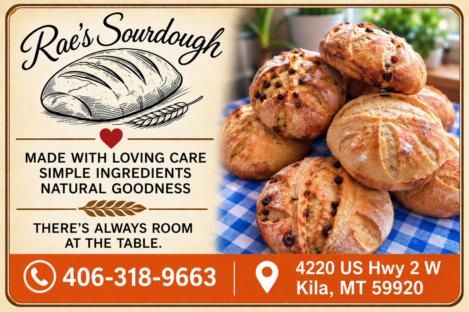Rae's Sourdough rustic bread card